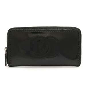 CHANEL Black Leather Logo Wallet